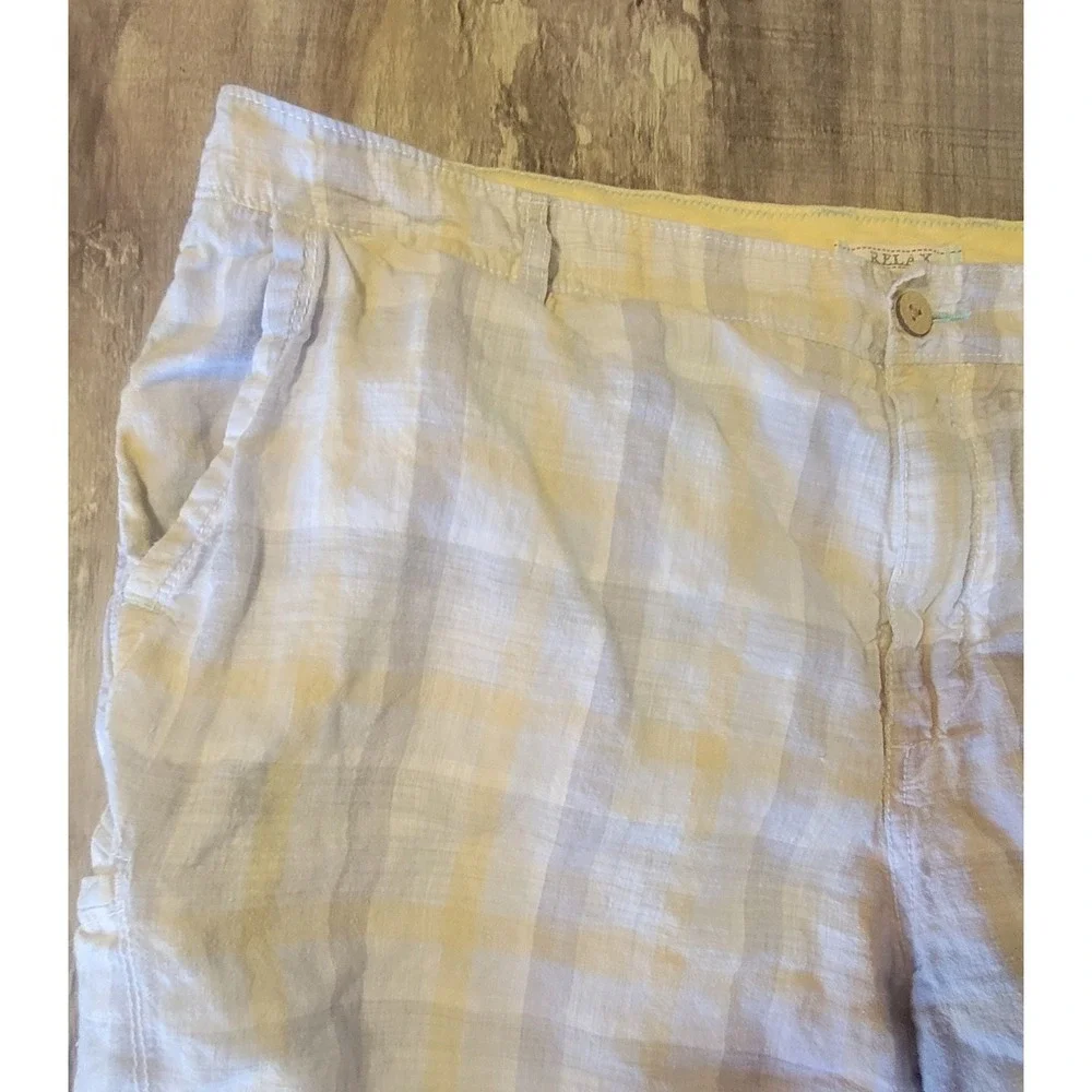 Tommy Bahama Relax Shorts Mens 42 100% Linen‎ Plaid Pro Leisure Golf